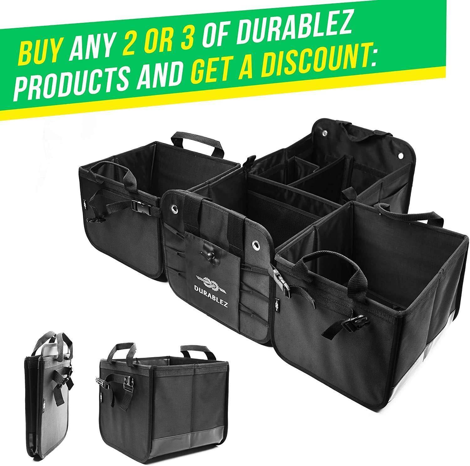 Trunk Organizer with Covering Net Attachable Non Slip Pads and - Revved Up Auto