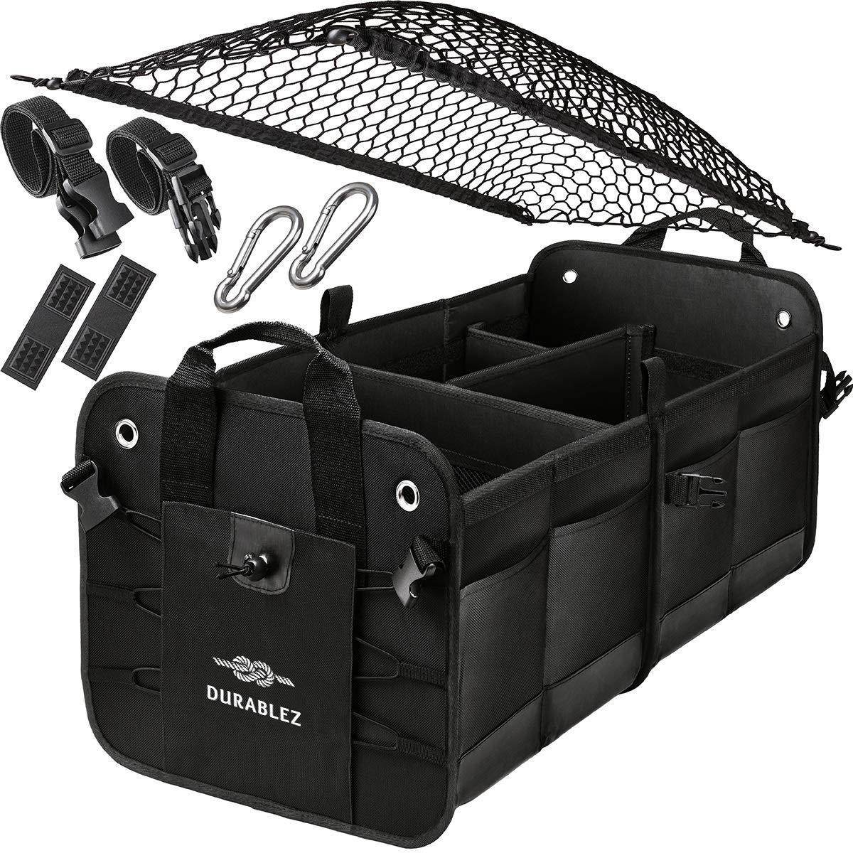 Trunk Organizer with Covering Net Attachable Non Slip Pads and - Revved Up Auto