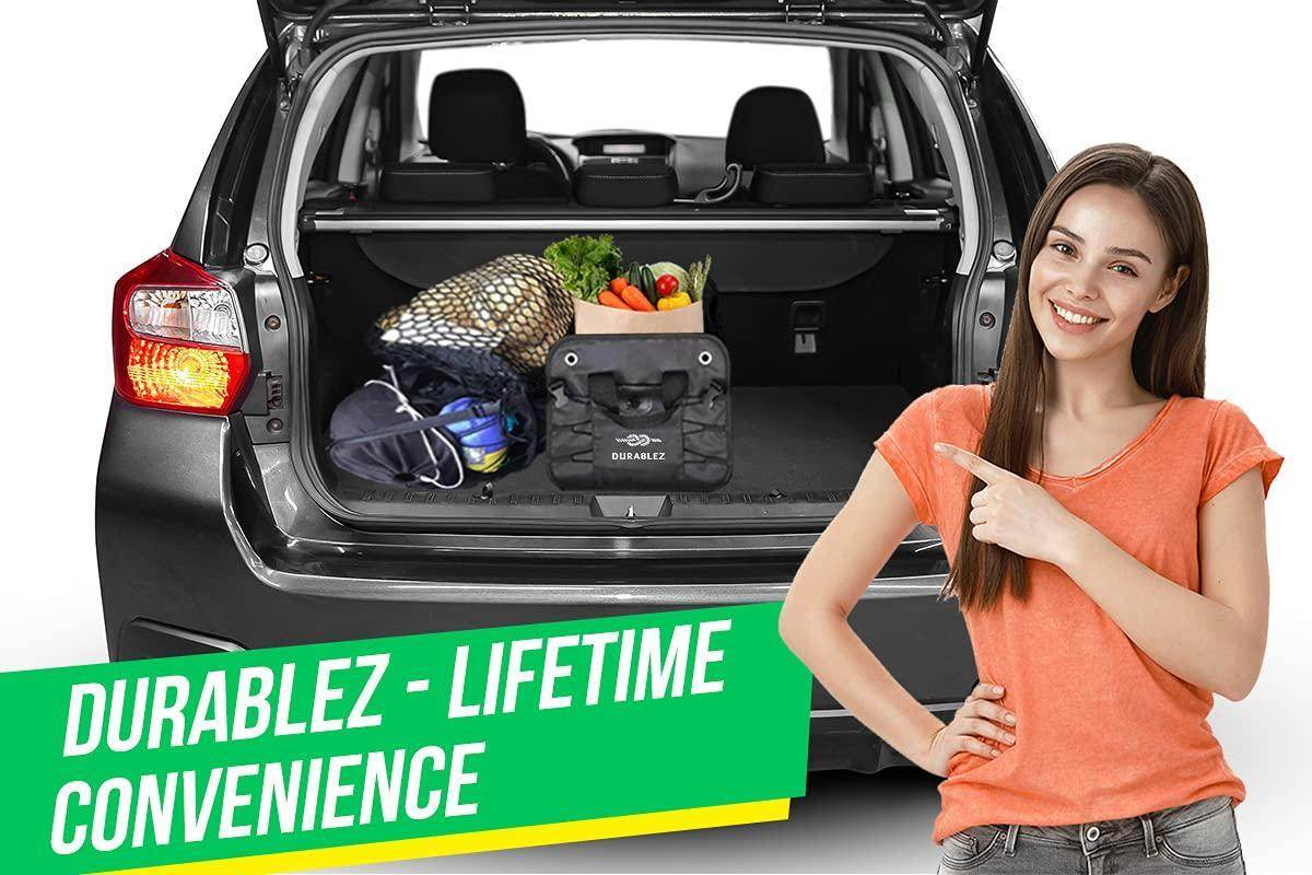 Trunk Organizer with Covering Net Attachable Non Slip Pads and - Revved Up Auto