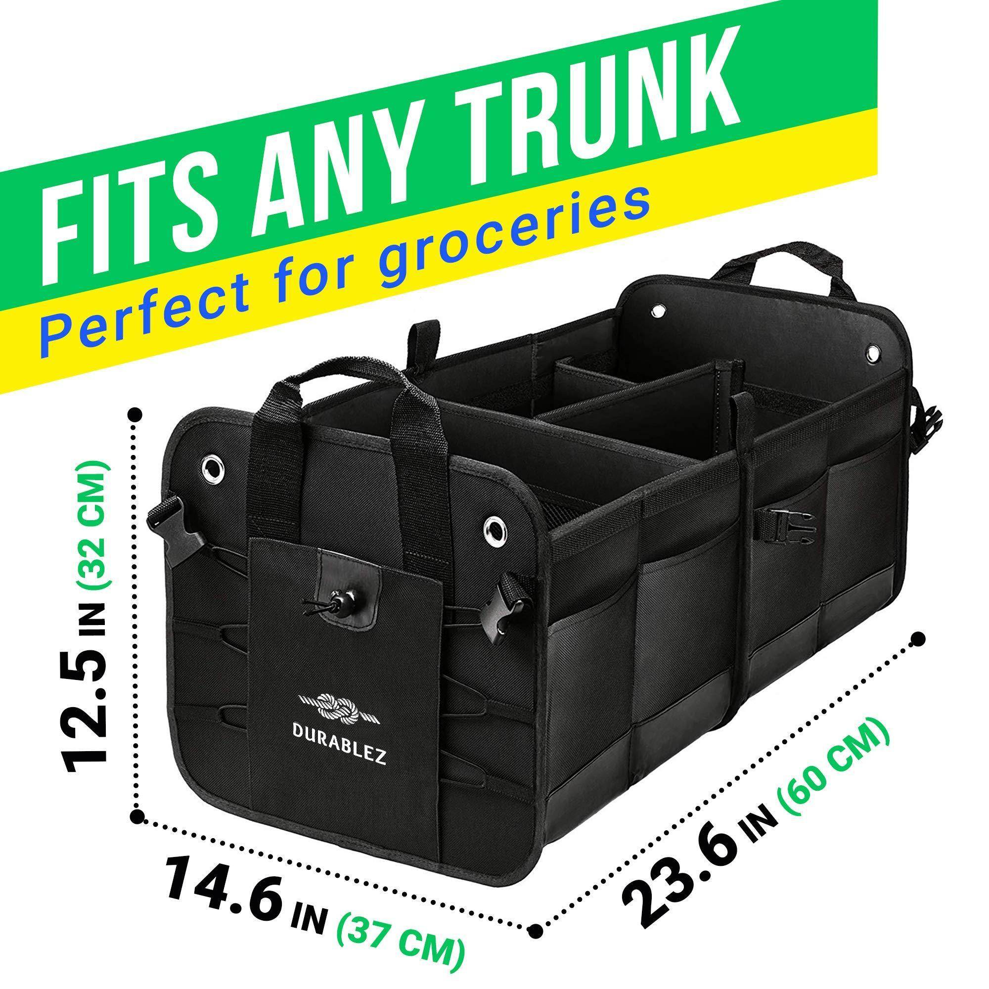 Trunk Organizer with Covering Net Attachable Non Slip Pads and - Revved Up Auto