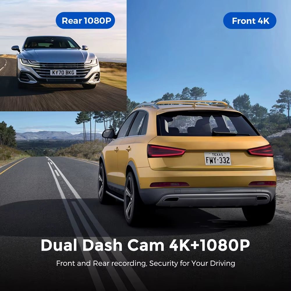 UHD 4K Dash Cam Dual Lens Driving Recorder Car DVR 1080P Rear Lens Camera Built - In Wifi GPS 24 - Hour Parking Monitoring Black Box - Revved Up Auto