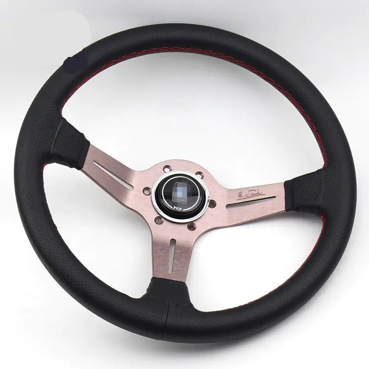 Universal Car Modification, ND Leather Titanium Frame, Black Leather Steering Wheel - Revved Up Tools