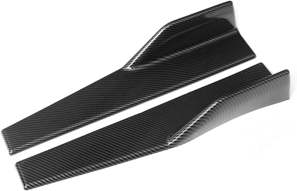 Universal Car Side Skirts Rocker Splitters Diffusers Winglet Wings Extension Rocker Panel Body Kit (Black-Carbon Fiber, 45CM) - Revved Up Tools