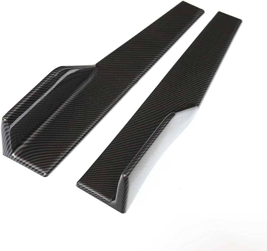 Universal Car Side Skirts Rocker Splitters Diffusers Winglet Wings Extension Rocker Panel Body Kit (Black-Carbon Fiber, 45CM) - Revved Up Tools