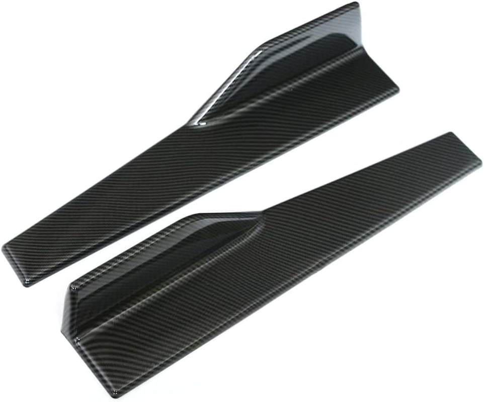 Universal Car Side Skirts Rocker Splitters Diffusers Winglet Wings Extension Rocker Panel Body Kit (Black-Carbon Fiber, 45CM) - Revved Up Tools