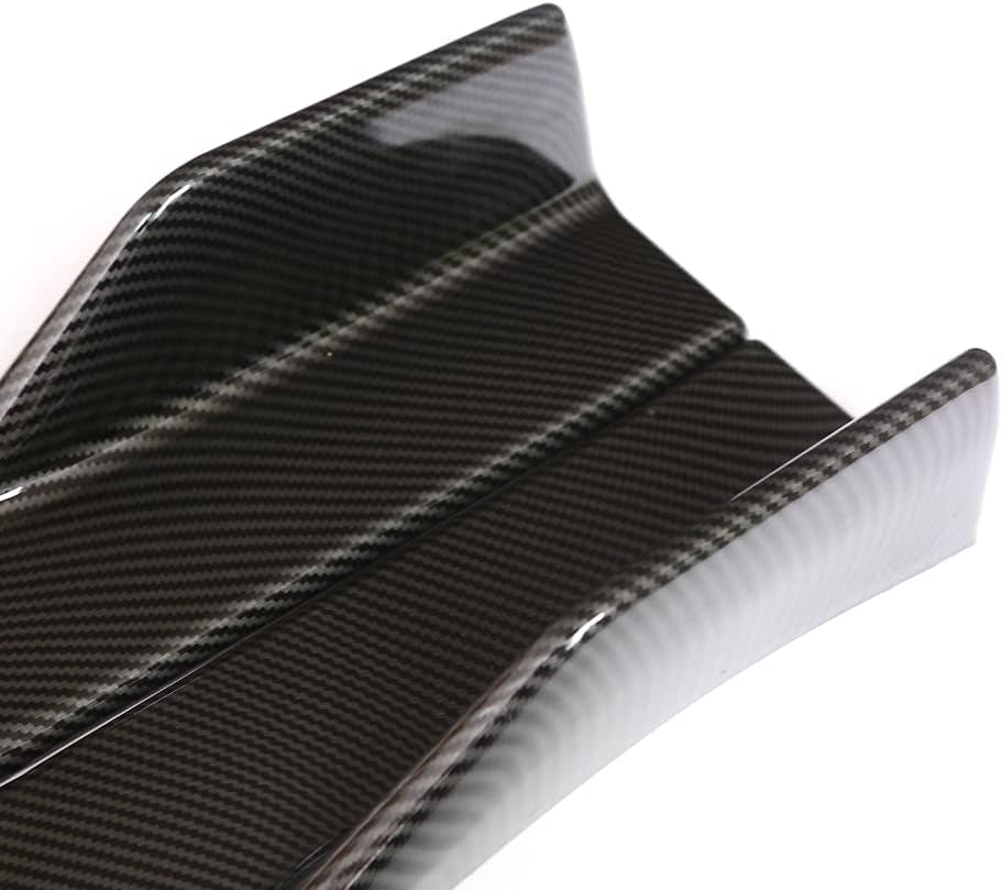 Universal Car Side Skirts Rocker Splitters Diffusers Winglet Wings Extension Rocker Panel Body Kit (Black-Carbon Fiber, 45CM) - Revved Up Tools