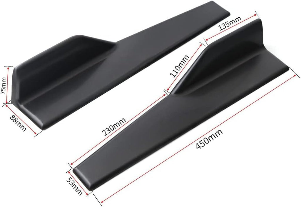 Universal Car Side Skirts Rocker Splitters Diffusers Winglet Wings Extension Rocker Panel Body Kit(Black, 45CM) - Revved Up Tools