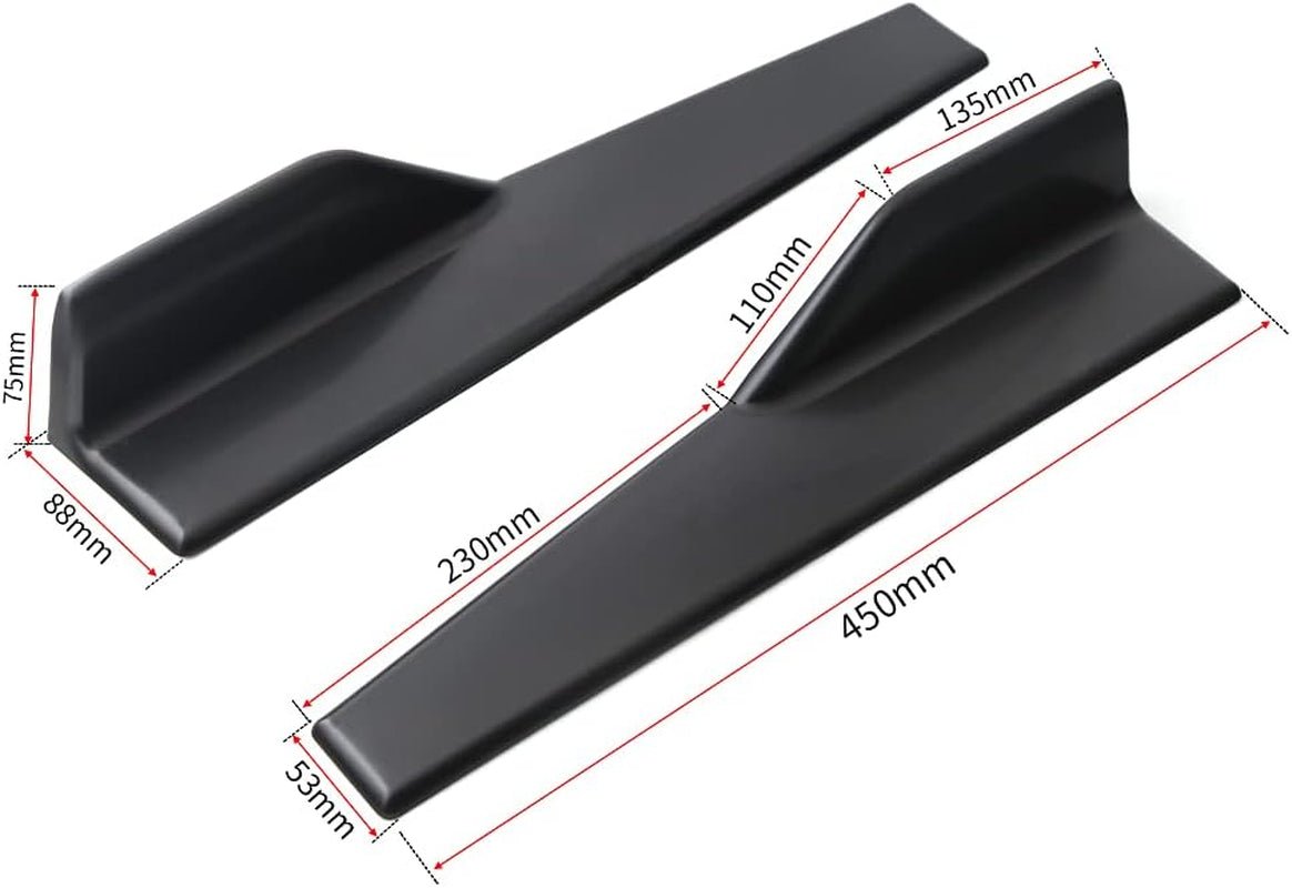 Universal Car Side Skirts Rocker Splitters Diffusers Winglet Wings Extension Rocker Panel Body Kit(Black, 45CM) - Revved Up Tools