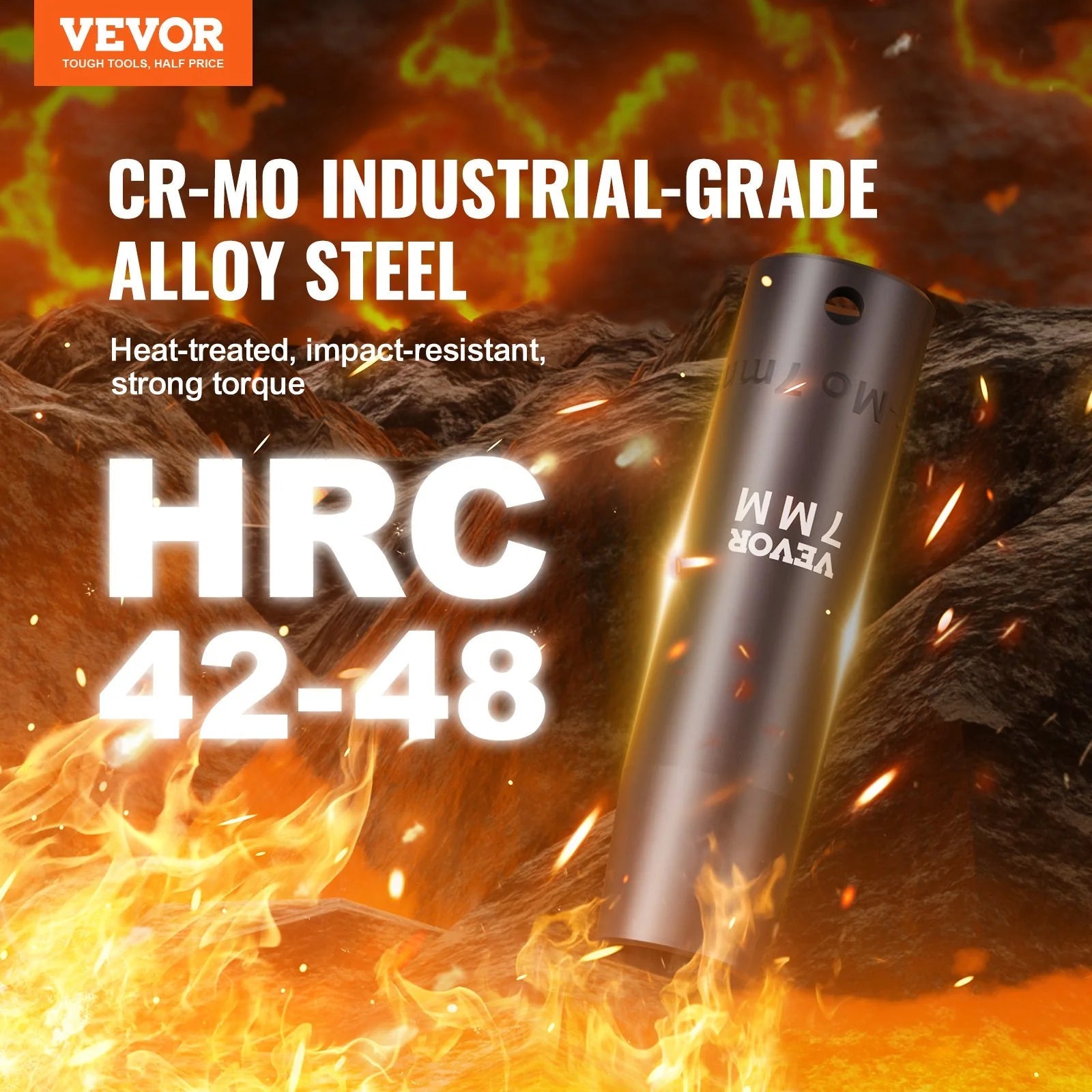 VEVOR 1/2 Drive Impact Socket Set, 9 Piece Deep Socket Set Metric 29-38Mm, 6 Point Cr-Mo Alloy Steel for Auto Repair, Easy-To-Read Size Markings, Rugged Construction, Includes Storage Case - Revved Up Tools