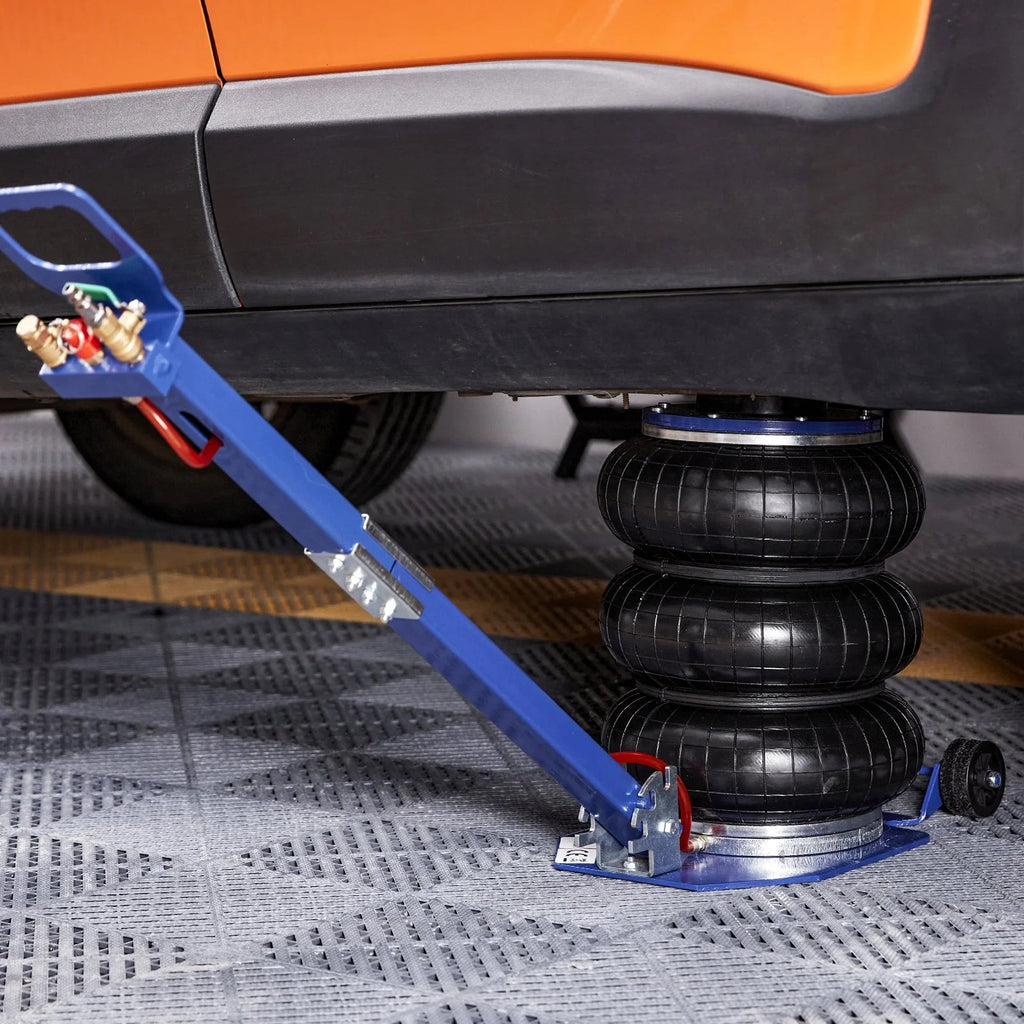 VEVOR Air Jack, 3 Ton/6600 Lbs Triple Bag Air Jack, Airbag Jack with Six Steel Pipes, Lift up to 17.7, 3-5 S Fast Lifting Pneumatic Jack, with Adjustable Long Handles for Cars, Garages, Repair (Blue) - Revved Up Tools