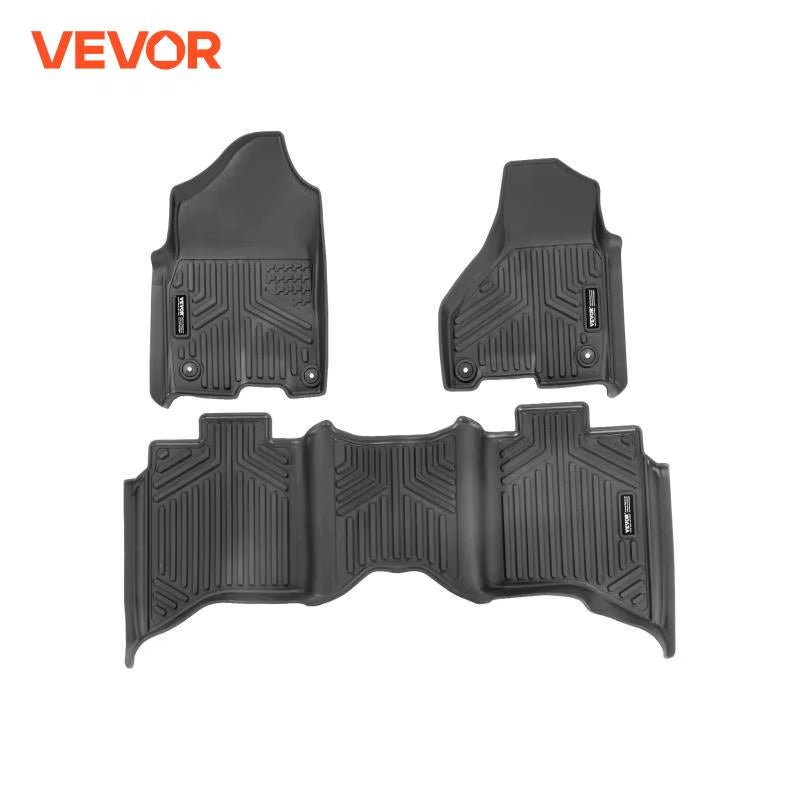VEVOR Automotive Floor Mats Fits for Dodge Ram 1500/2500/3500 3 Pcs Front and 2Nd Row Liners, Floor Mats Liners for Truck, Black - Revved Up Auto