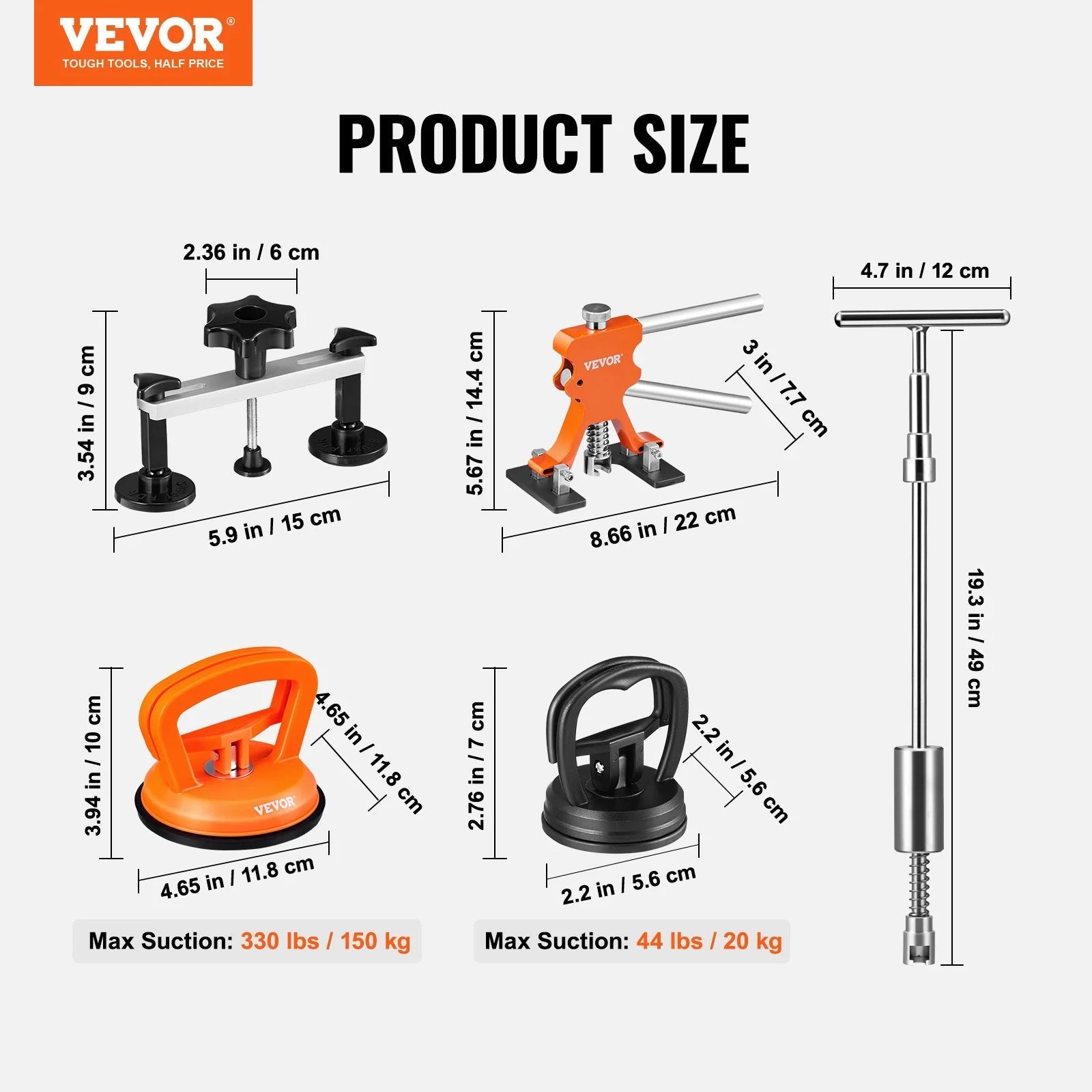 VEVOR Car Body Dent Puller Bridge Lifter Tool Paintless Hail Remover Repair Kit - Revved Up Auto
