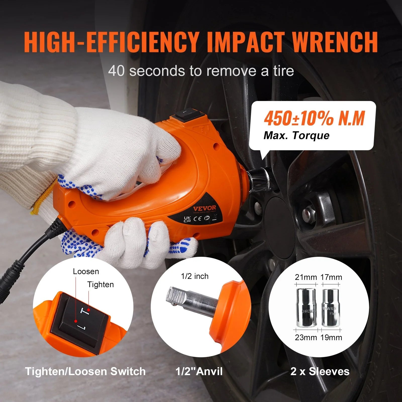 VEVOR Electric Car Jack, 5 Ton/11023 LBS Hydraulic Jack with Electric Impact Wrench, Portable Car Lift with Built - In Inflatable Pump, and LED Light for SUV MPV Sedan Truck Change Tires Garage Repair - Revved Up Auto