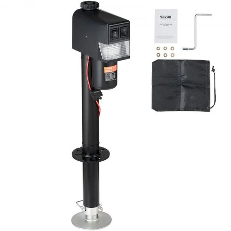 VEVOR Electric Trailer Jack, Power Tongue Jack Weight Capacity 3500 Lbs, 9.84 - 33.85 Electric Tongue Jack with Waterproof Cover for Lifting RV Trailer, Horse Trailer, Utility Trailer, Yacht Trailer - Revved Up Auto