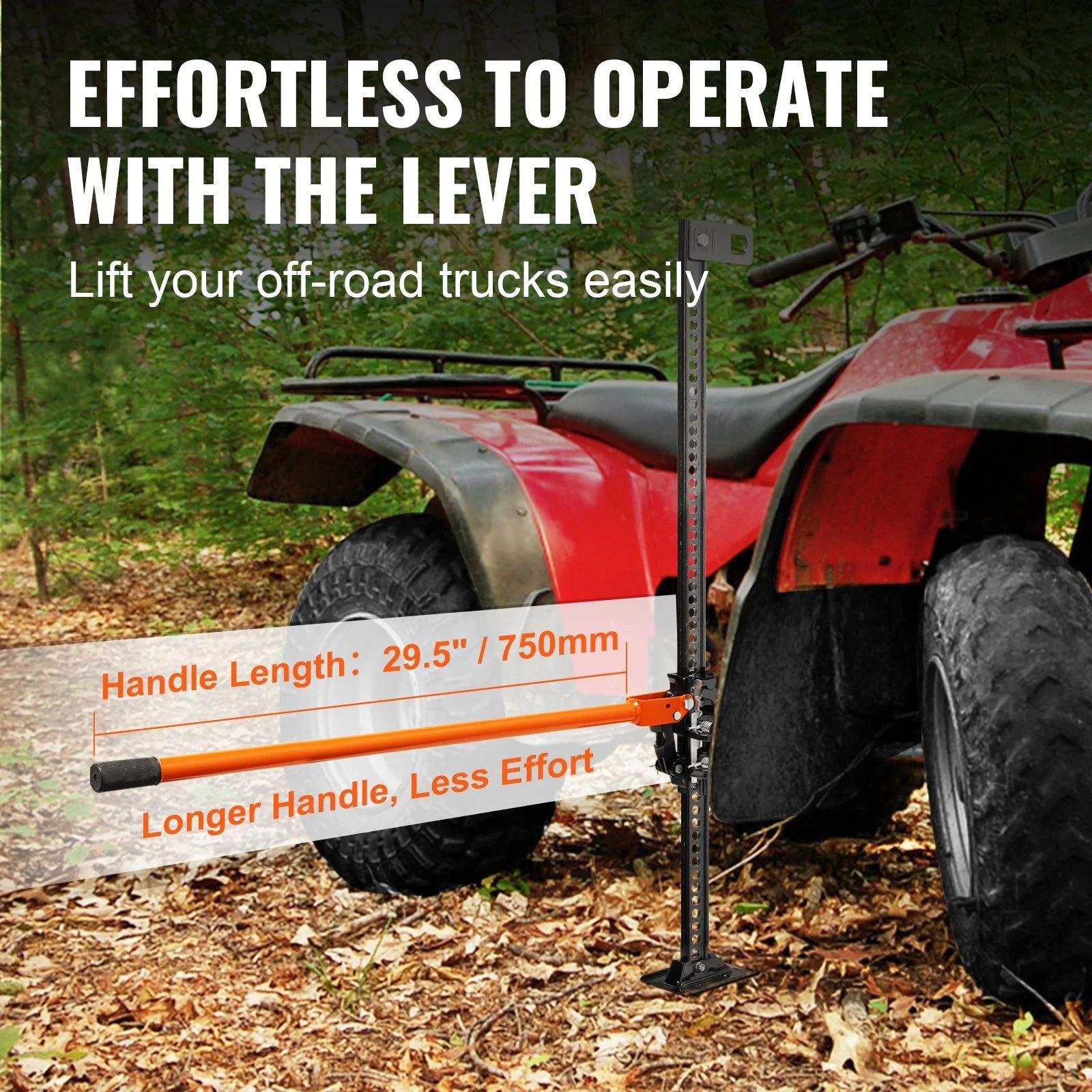 VEVOR High Lift Farm Jack, 48 Utility Farm Jack, 7000 Lbs Capacity Ratcheting off Road Utility Jack, Heavy-Duty Farm Jack for Tractor, Truck, SUV, Bumper Lift, Orange - Revved Up Tools