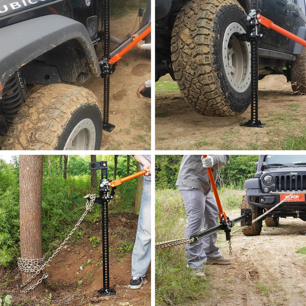 VEVOR High Lift Farm Jack, 48 Utility Farm Jack, 7000 Lbs Capacity Ratcheting off Road Utility Jack, Heavy-Duty Farm Jack for Tractor, Truck, SUV, Bumper Lift, Orange - Revved Up Tools