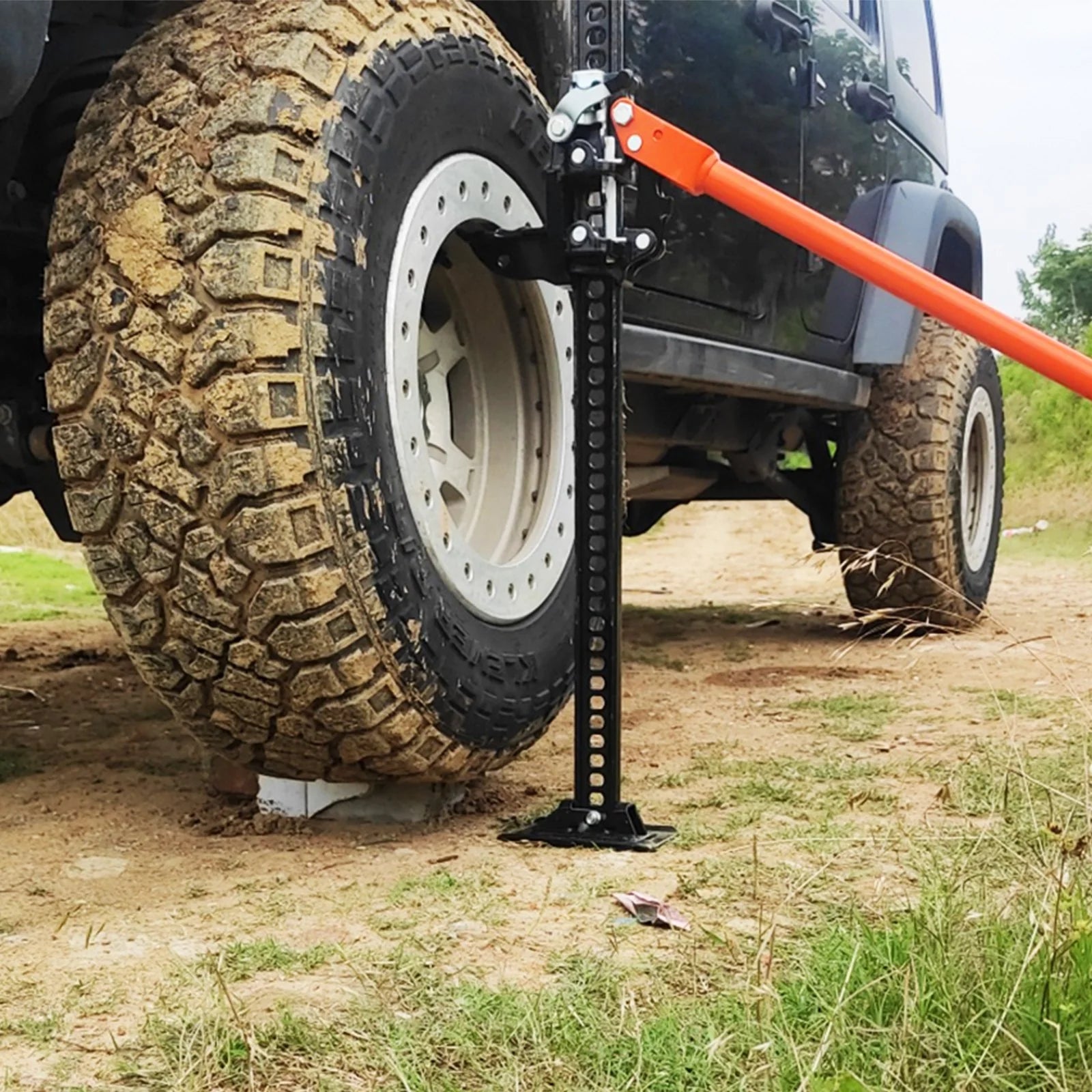 VEVOR High Lift Farm Jack, 48 Utility Farm Jack, 7000 Lbs Capacity Ratcheting off Road Utility Jack, Heavy-Duty Farm Jack for Tractor, Truck, SUV, Bumper Lift, Orange - Revved Up Tools