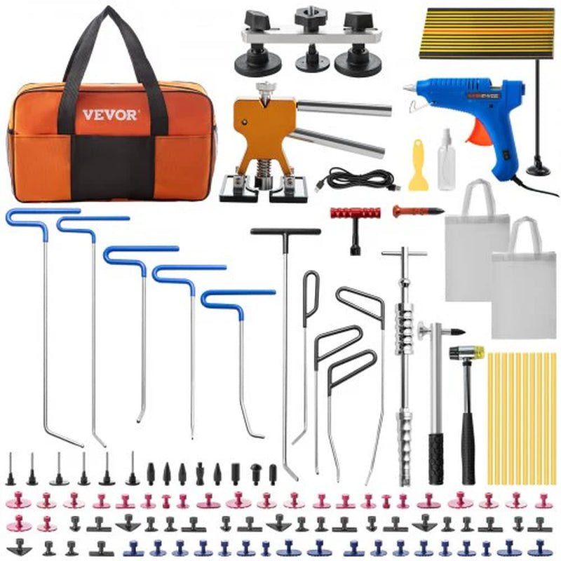 VEVOR Paintless Dent Removal Rods, 89 PCS Paintless Dent Repair Tools, Golden Lifter Puller Car Dent Repair Kit, Glue Puller Tabs Dent Puller Kit for Auto Dent Removal, Minor Dents, Door Dings - Revved Up Tools