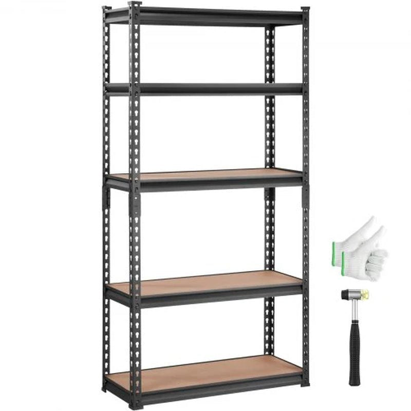 VEVOR Storage Shelving Unit, 5 - Tier Adjustable, 2000 Lbs Capacity, Heavy Duty Garage Shelves Metal Organizer Utility Rack, Black, 30 L X 12 W X 60 H for Kitchen Pantry Basement Bathroom Laundry - Revved Up Auto