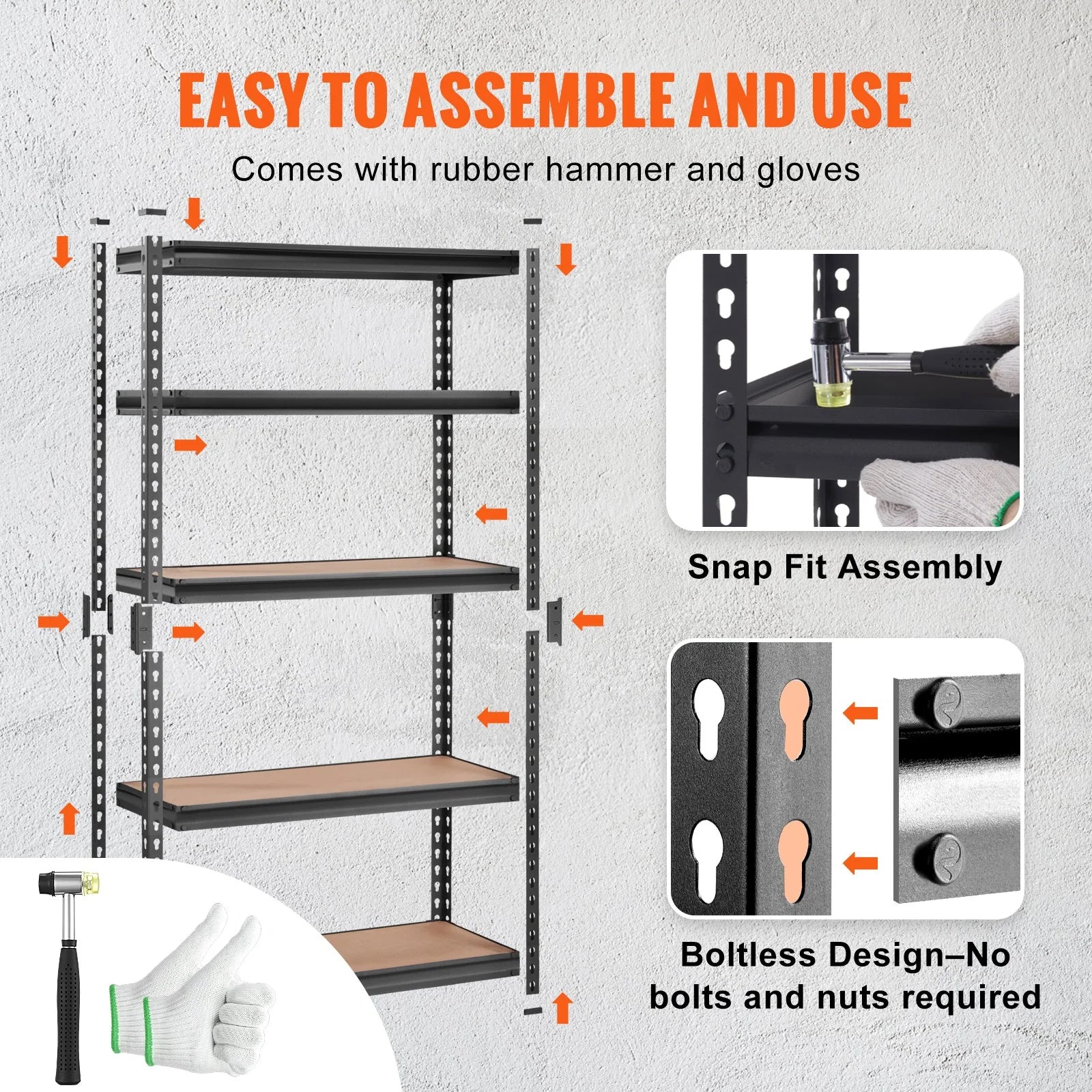VEVOR Storage Shelving Unit, 5 - Tier Adjustable, 2000 Lbs Capacity, Heavy Duty Garage Shelves Metal Organizer Utility Rack, Black, 30 L X 12 W X 60 H for Kitchen Pantry Basement Bathroom Laundry - Revved Up Auto