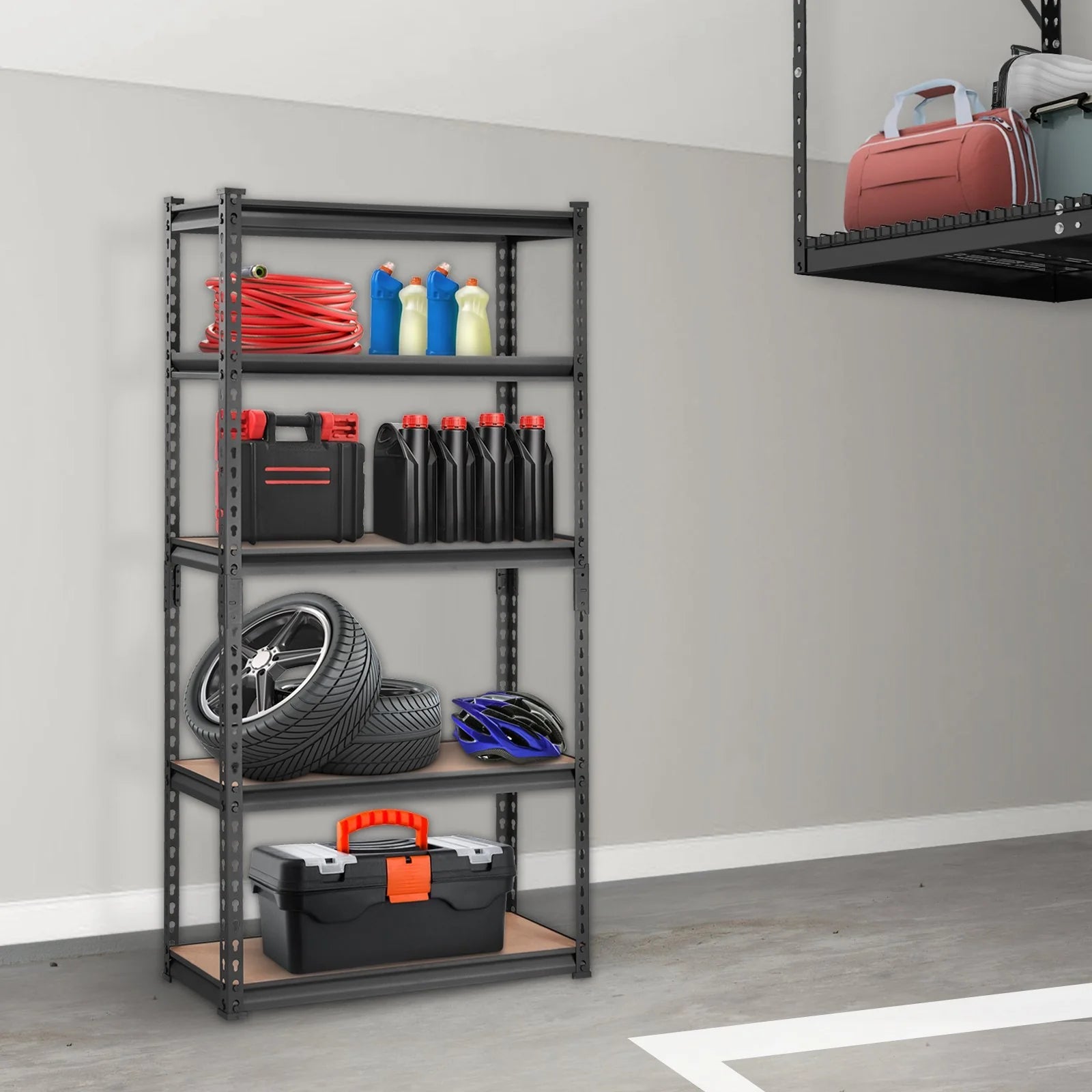 VEVOR Storage Shelving Unit, 5 - Tier Adjustable, 2000 Lbs Capacity, Heavy Duty Garage Shelves Metal Organizer Utility Rack, Black, 30 L X 12 W X 60 H for Kitchen Pantry Basement Bathroom Laundry - Revved Up Auto