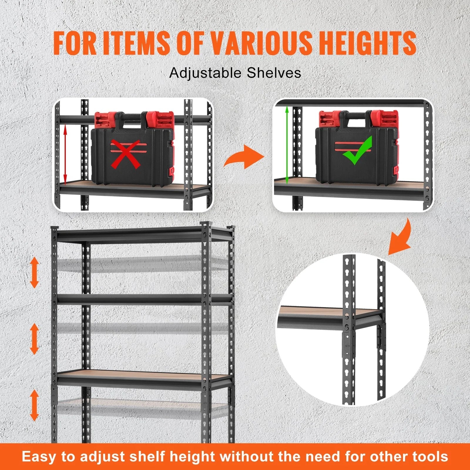 VEVOR Storage Shelving Unit, 5 - Tier Adjustable, 2000 Lbs Capacity, Heavy Duty Garage Shelves Metal Organizer Utility Rack, Black, 30 L X 12 W X 60 H for Kitchen Pantry Basement Bathroom Laundry - Revved Up Auto