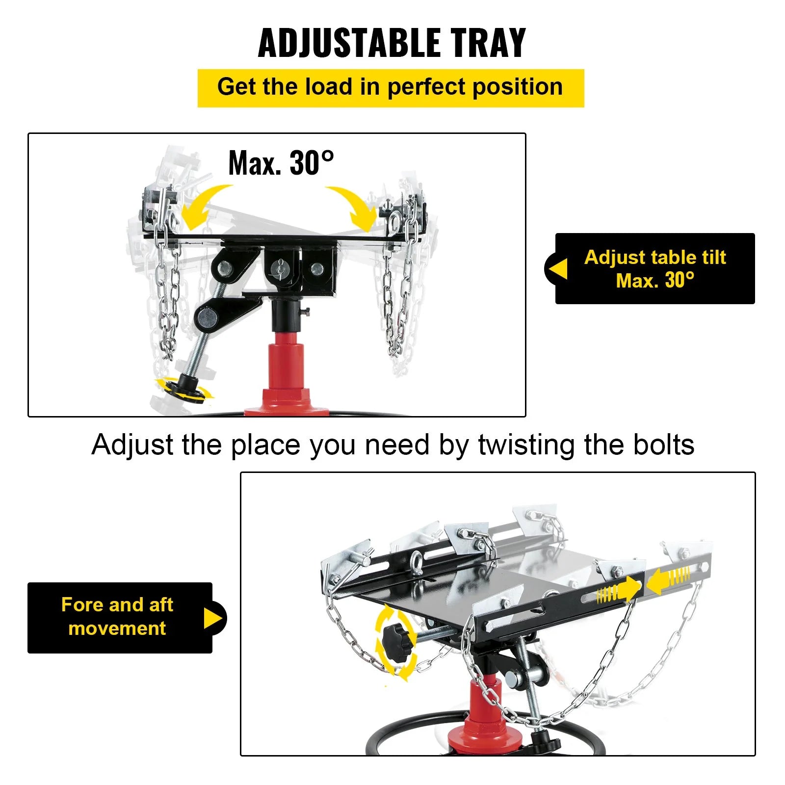 VEVOR Transmission Jack,1/2Ton/1100Lbs Capacity Hydraulic Telescopic Transmission Jack, 2-Stage Floor Jack Stand with Foot Pedal, 360¡Ã Swivel Wheel, Garage/Shop Lift Hoist, Red - Revved Up Tools