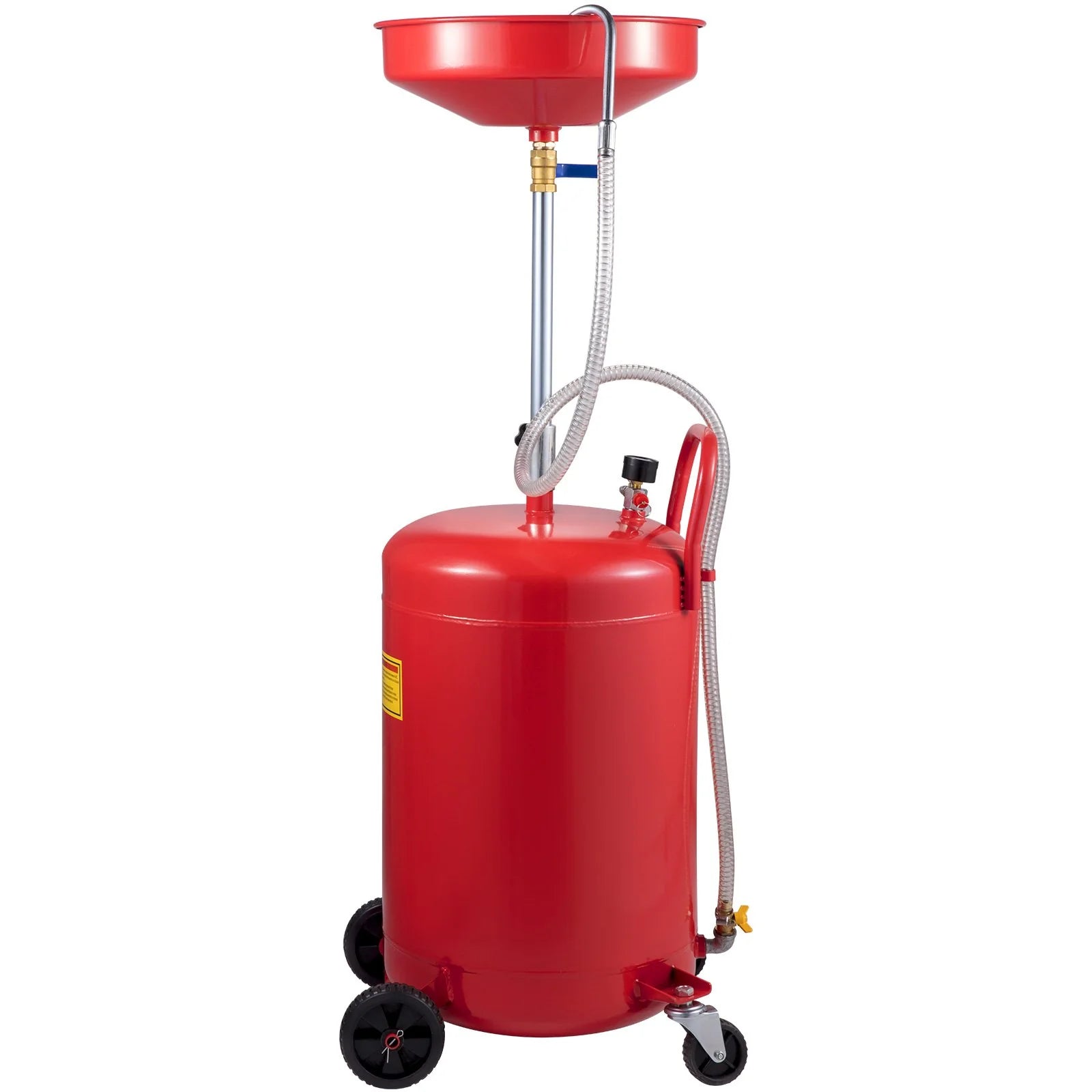 VEVOR Waste Oil Drain Tank 20 Gallon Portable Oil Drain Air Operated Drainer Oil Change, Oil Drain Container, Fluid Fuel Transfer Drainage Adjustable Funnel Height, with Wheel for Easy Oil Removal - Revved Up Tools