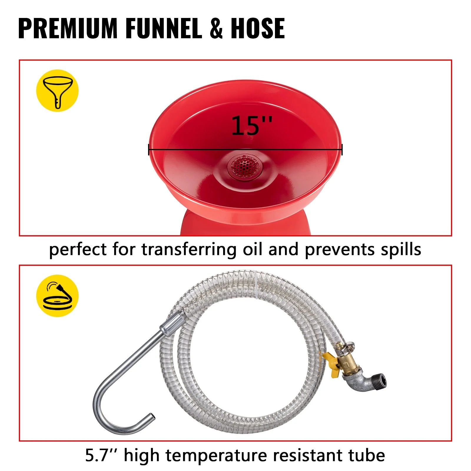 VEVOR Waste Oil Drain Tank 20 Gallon Portable Oil Drain Air Operated Drainer Oil Change, Oil Drain Container, Fluid Fuel Transfer Drainage Adjustable Funnel Height, with Wheel for Easy Oil Removal - Revved Up Tools