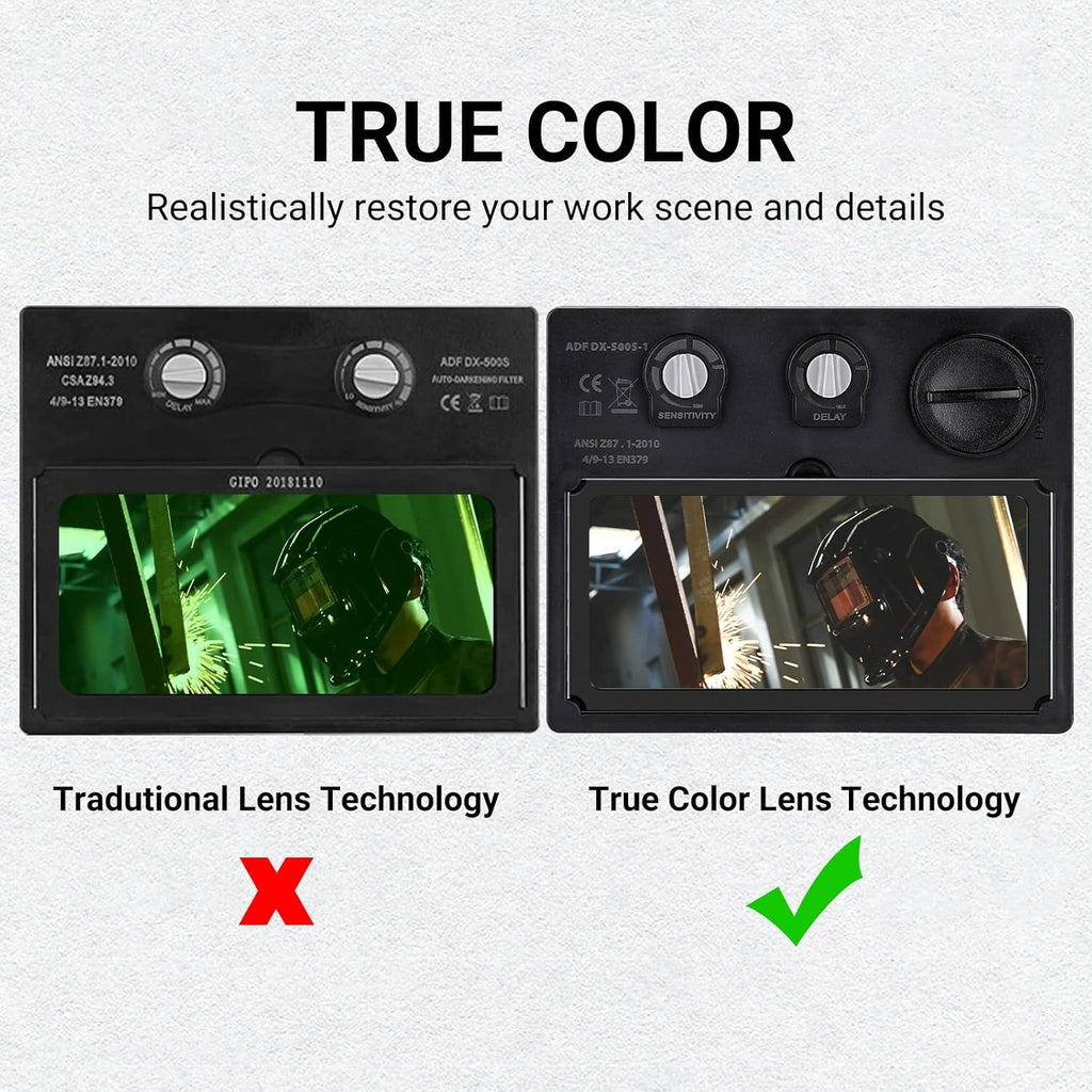 Welding Helmet Auto Darkening: DEKORPO True Color Solar Powered Auto Darkening Welding Welder Mask Hood Helmets - Revved Up Auto