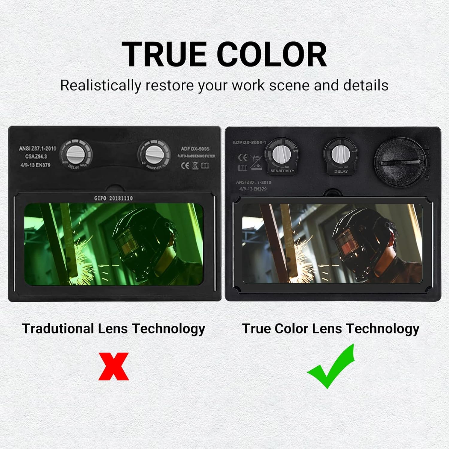 Welding Helmet Auto Darkening: DEKORPO True Color Solar Powered Auto Darkening Welding Welder Mask Hood Helmets - Revved Up Auto