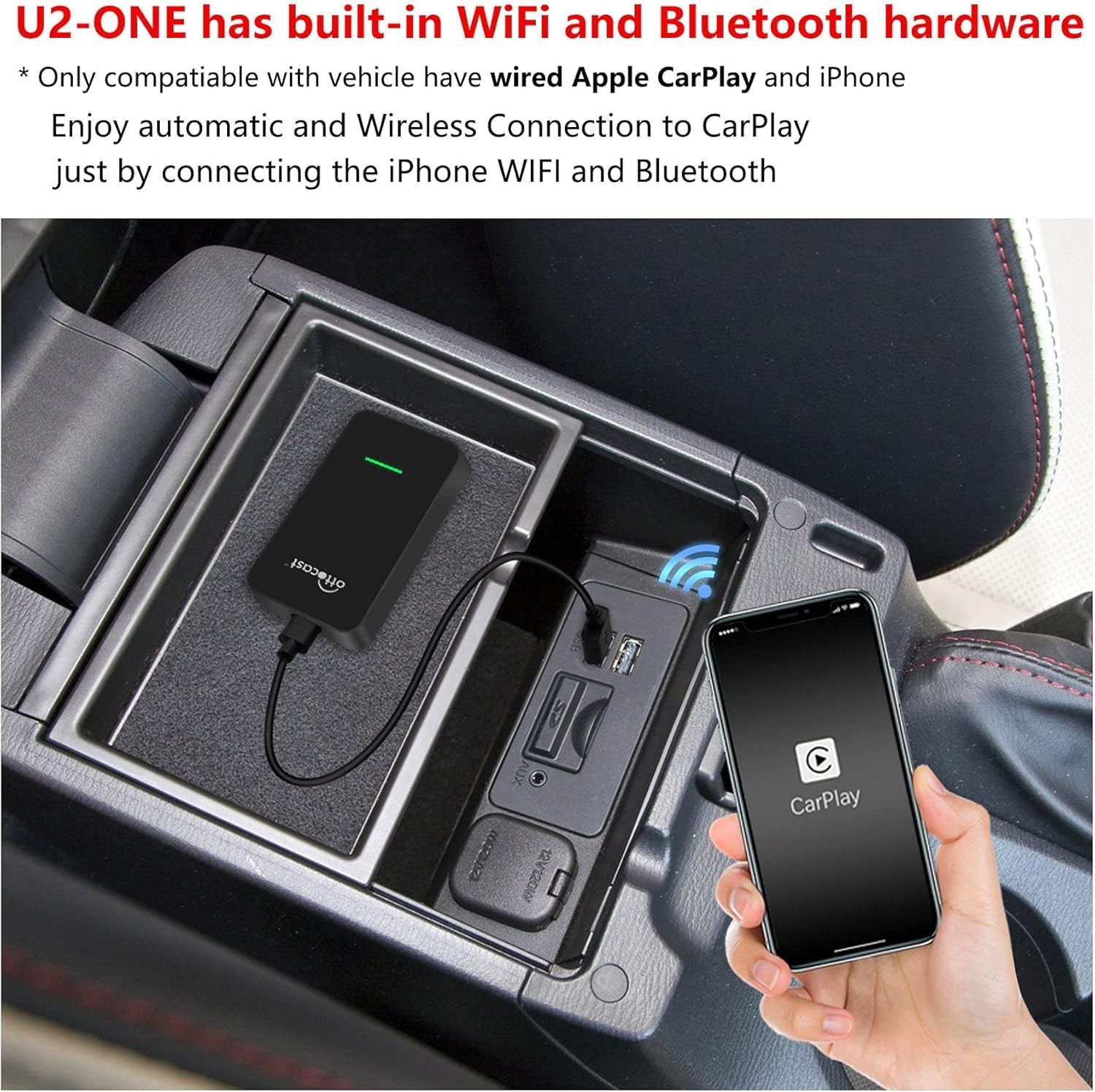 Wireless Carplay Adapter U2-ONE for Cars with Factory Wired Carplay (Model Year : 2021-2022) Convert Wired to Wireless Carplay, Carplay Wireless Dongle Plug & Play with Tpye a to Type C Cable - Revved Up Tools