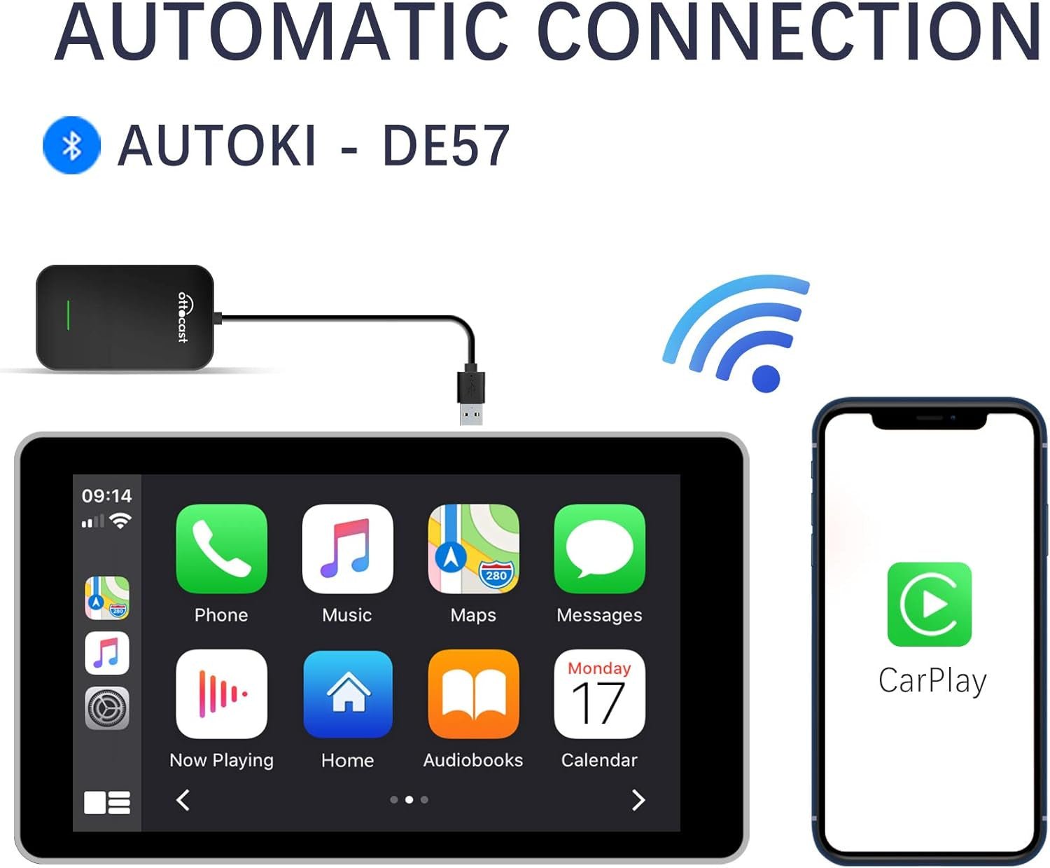 Wireless Carplay Adapter U2-ONE for Cars with Factory Wired Carplay (Model Year : 2021-2022) Convert Wired to Wireless Carplay, Carplay Wireless Dongle Plug & Play with Tpye a to Type C Cable - Revved Up Tools