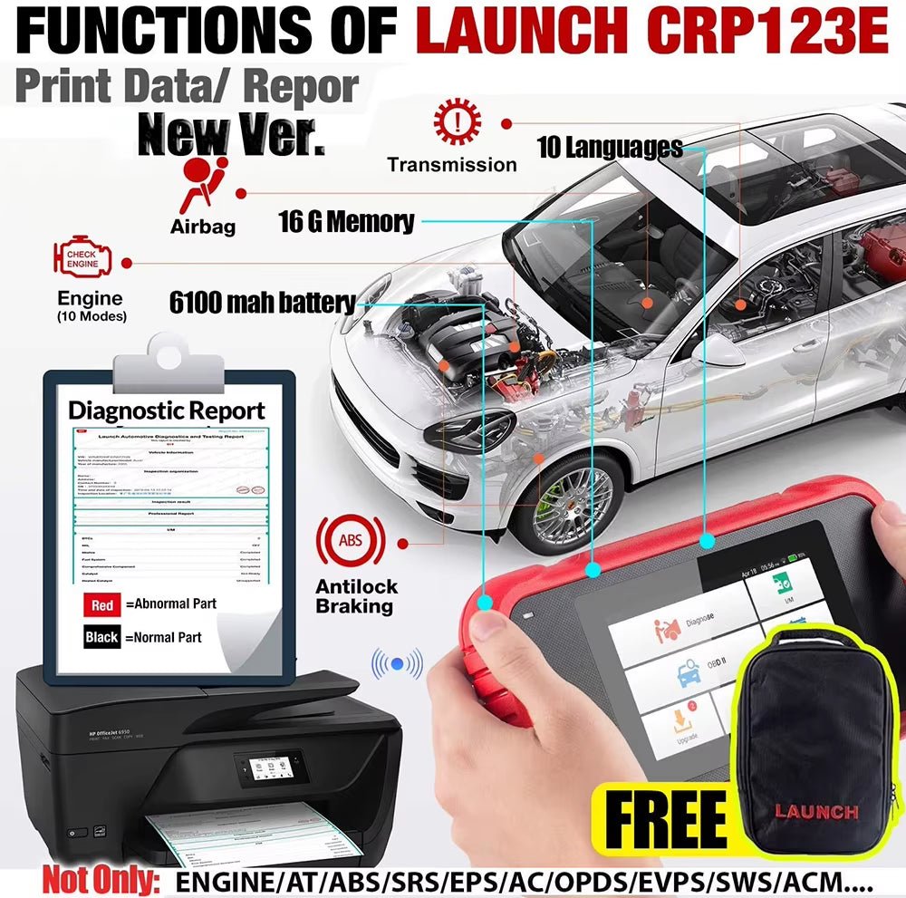 X431 CRP123E OBD2 Car Scanner OBD OBDII Engine ABS Airbag SRS Transmission Automotive Diagnostic Tools PK CRP123X CRP123 - Revved Up Auto